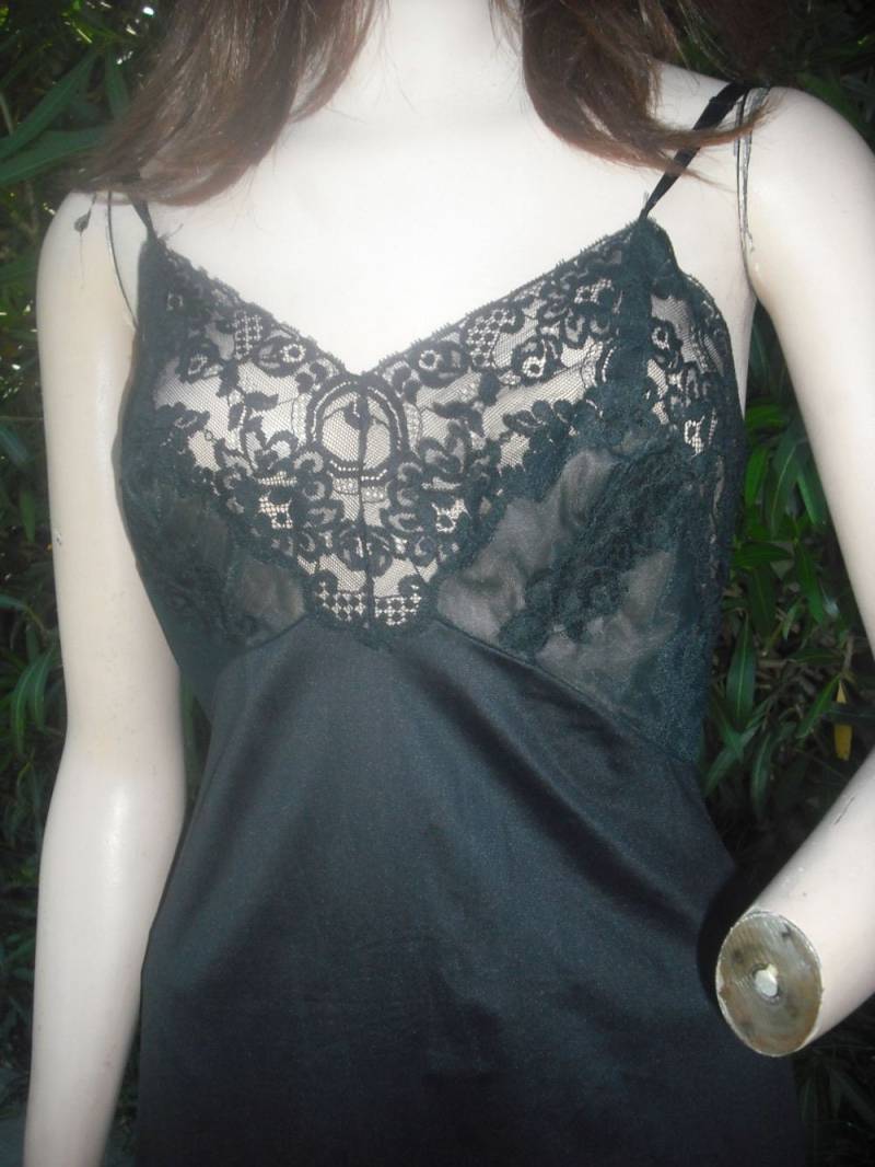 1950S/60S Schwarze Spitze Gaymode Unterkleid Gr. 32 Oder 81 cm /Penney's von SweetDrawers