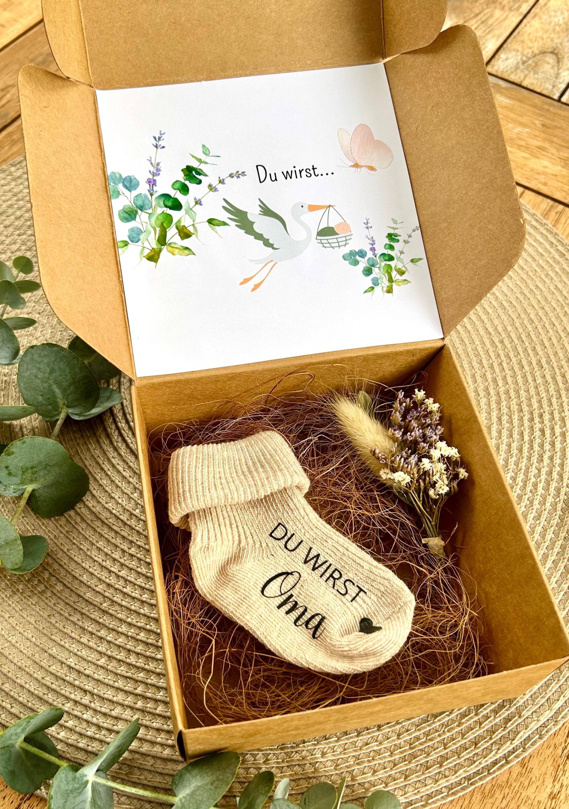 Schwangerschaft Verkünden Mit Babysocke Du Wirst Oma-Opa Socke Personalisiert - Bekanntgabe Geschenkbox Ihr Werdet Oma Und Opa von SweetDreamHomeDesign