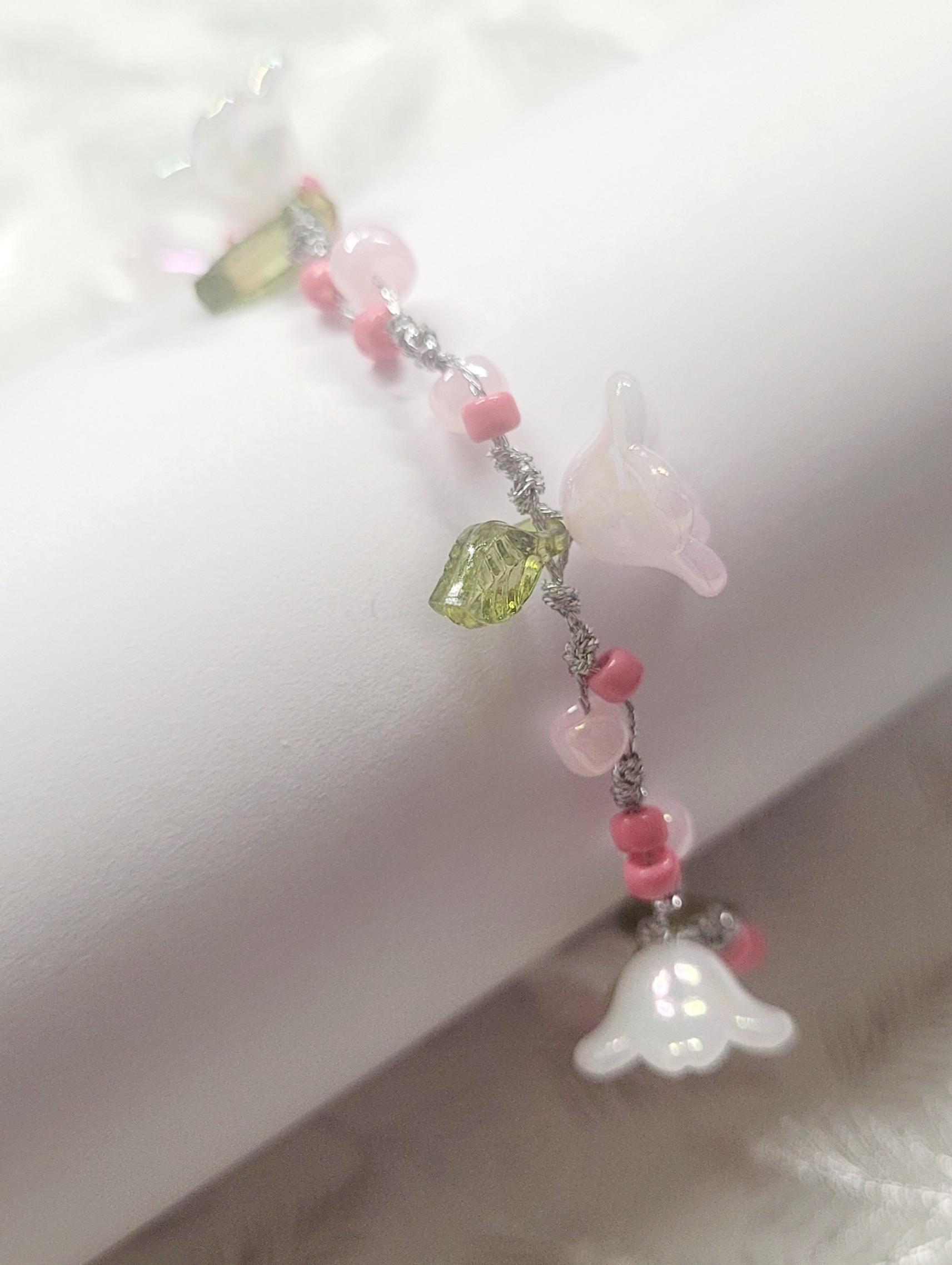 Perlenarmband Geknüpft Silber Pink Rosa Blüte Blume Sommer von SweetDreams480