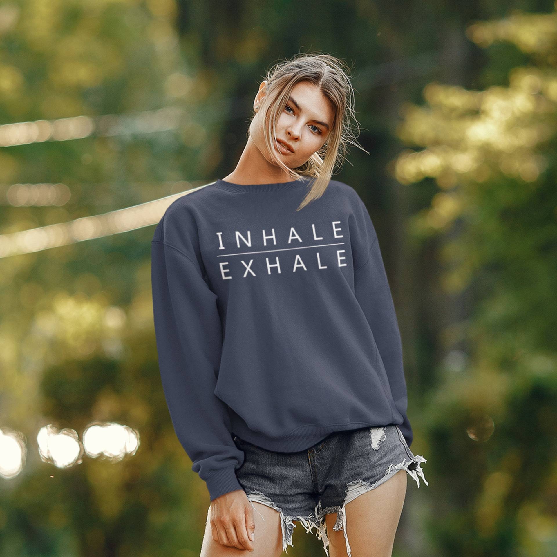 Inhale Exhale Sweatshirt | Sweatshirts Für Frauen Yogi Yoga Mom Liebhaber Lehrer Meditation Langarm Crewneck Pullover Geschenk Shirt von SweetHoldings