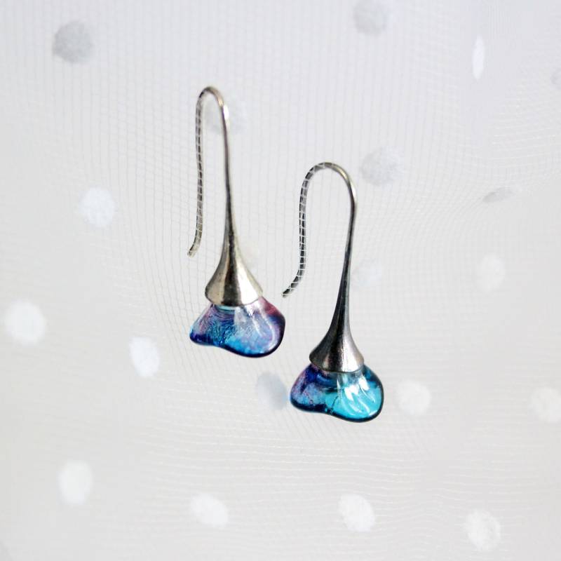 Lila Tropfen Ohrringe Geschenk Für Sie - Blauer Stil Mini Blumen Schmuck Schwester Geburtstagsgeschenk Nachthimmel Blau Mix Weihnachtsgeschenk Oma von SweetLine