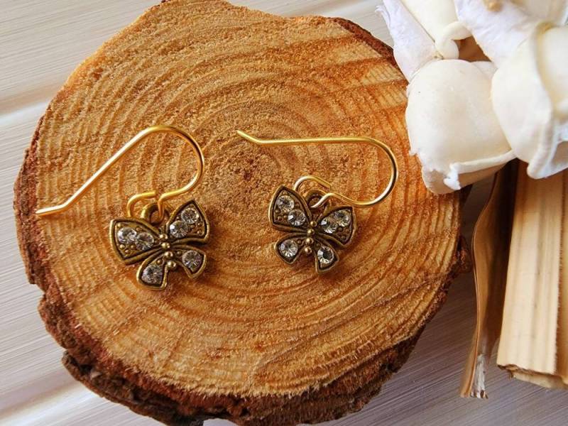 Gold Schmetterling Tropfen Ohrringe, Baumeln Zierliche Kleine Schmuck Gold Schmetterling Tropfen Ohrringe, Baumeln Zierliche Kleine Schmuck von SweetPeaNPosh