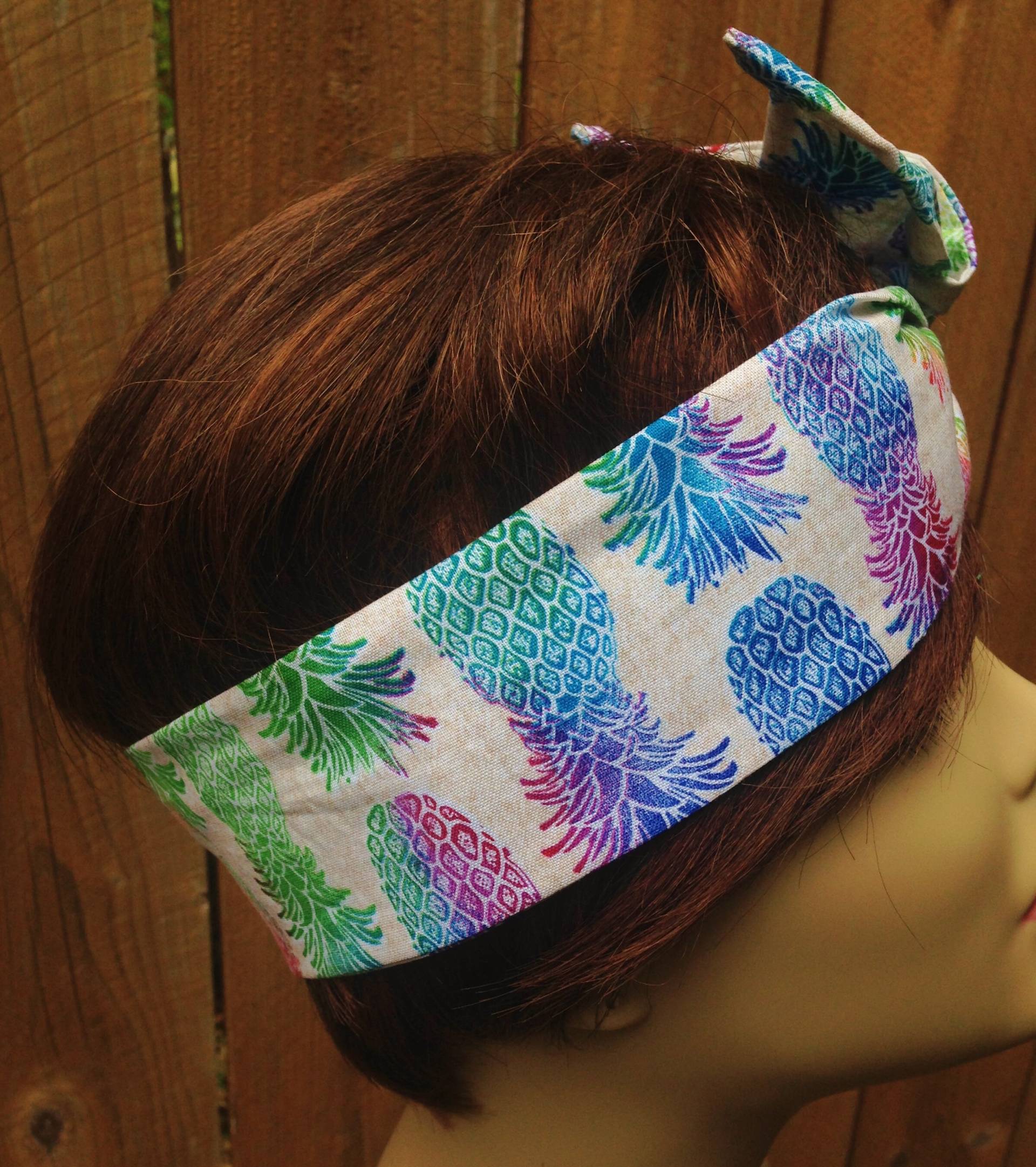 Ananas Festival Print Draht Stirnband Verdrahtet Dolly Schleife - Bandanna Kaninchen Ohren von SweetPeasNattitudes
