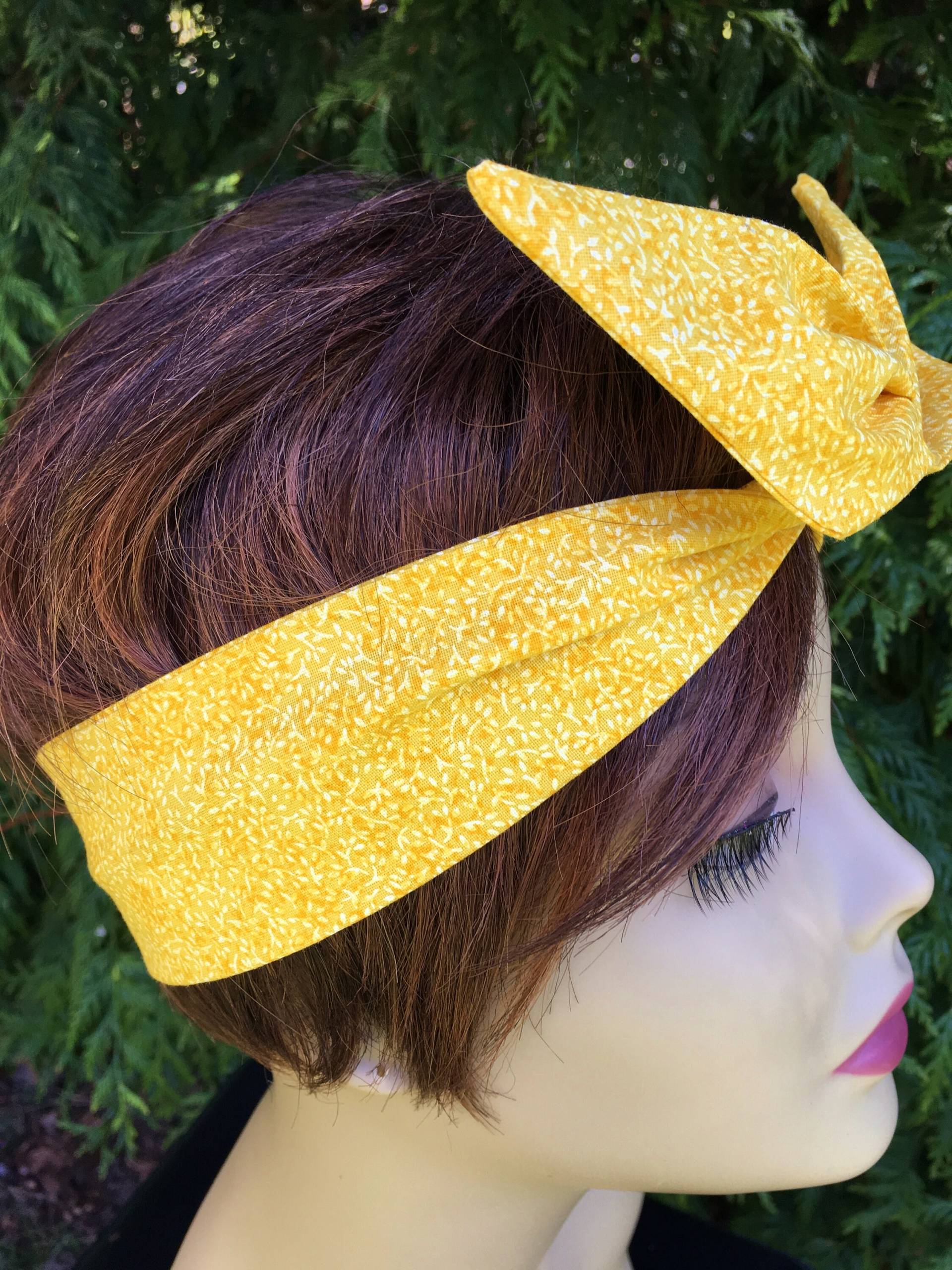 Draht Stirnband Sun Yellopw Druck Verdrahtet Dolly Schleife Schwarz Hasenohren Rockabilly Schal von SweetPeasNattitudes