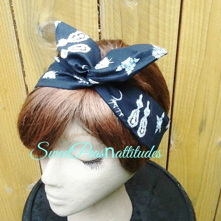 Draht-stirnband Verdrahtet Dolly Bogen Prinzessin Juwelen Print Rockabilly Schal Halstuch Hasenohren von SweetPeasNattitudes