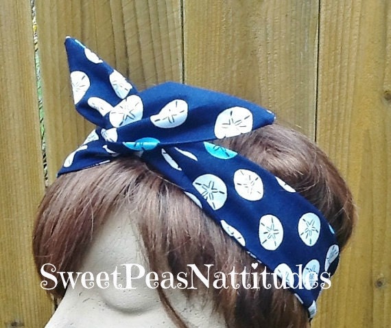 Draht-stirnband Wired Dolly Sanddollars Print Rockabilly Haar Schal - Halstuch Hasenohren Draht-stirnband Wired Dolly Sanddollars Print Rockabilly Haar Schal - Halstuch Hasenohren von SweetPeasNattitudes