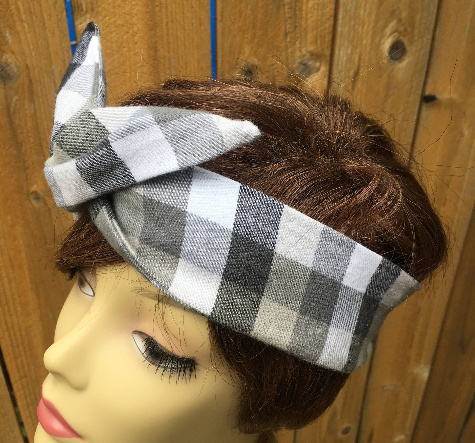 Herbst Flanell Wired Dolly Schleife Draht Stirnband Rockabilly Haar Schal Bandanna von SweetPeasNattitudes