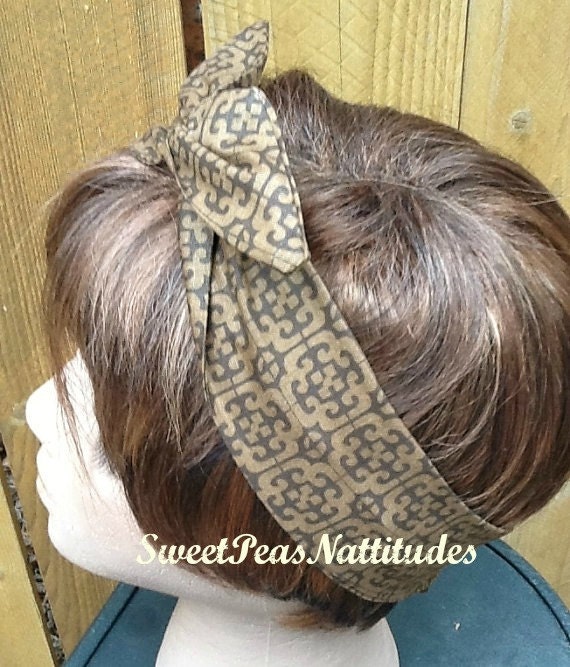 Verdrahtet Dolly Bogen Draht Stirnband Rich Brown Druck Rockabilly Hasenohren Bandana von SweetPeasNattitudes