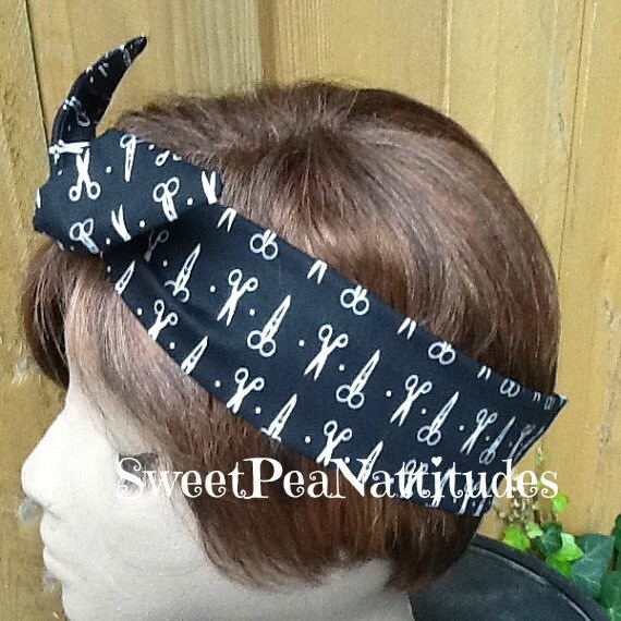 Verdrahtet Dolly Bogen Schwarzes Haar Stylist Draht Stirnband Rockabilly Schal Halstuch Hasenohren von SweetPeasNattitudes