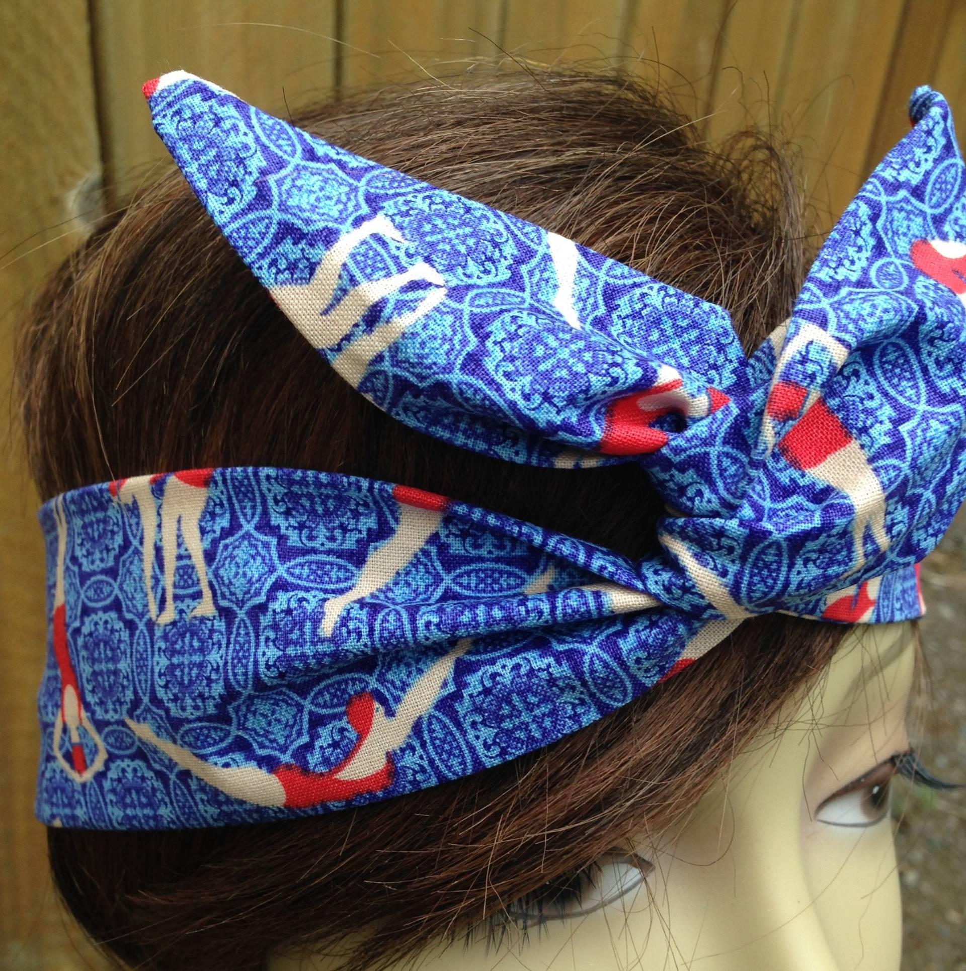 Verdrahtet Dolly Schleife Vinage Badeanzüge Druck Rockabilly Draht Schal - Bandana Stirnband von SweetPeasNattitudes