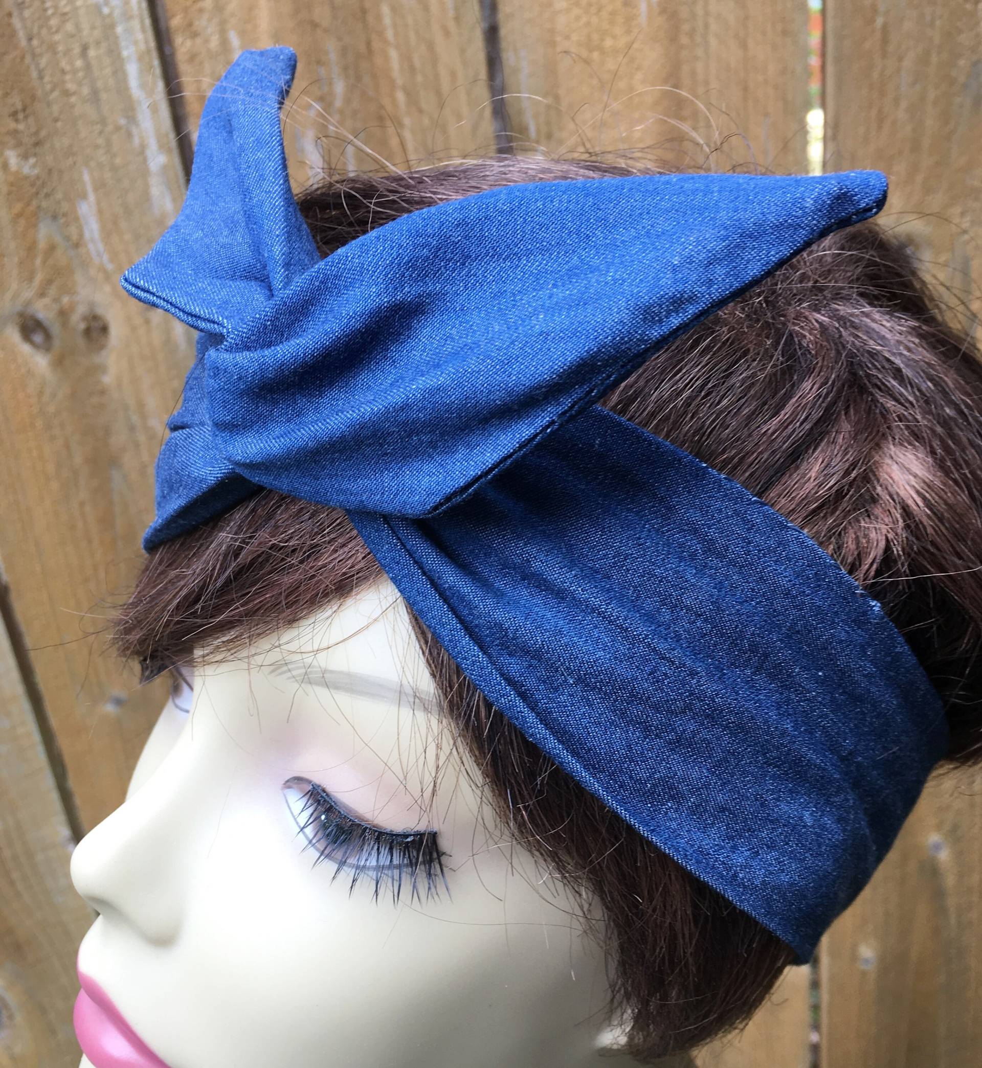 Wired Dolly Schleife Draht Stirnband Denim Rockabilly Schal - Bandana von SweetPeasNattitudes