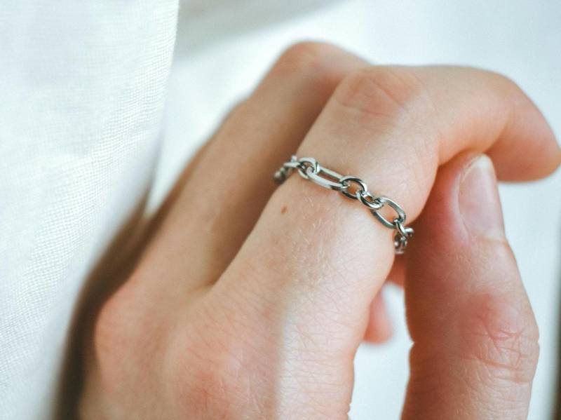 Jun/Edelstahlkettenring | Chainring Kettenglieder Ring in Silber-Platin 3mm Breit von SweetShadowArt