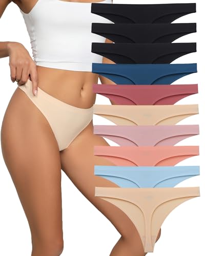 SweetSnow Nahtlose Strings für Damen, atmungsaktiv, Tanga, Unterwäsche-Set, keine sichtbare Slip-Linie, 10 Stück, Mehrfarbig: 3, M von SweetSnow