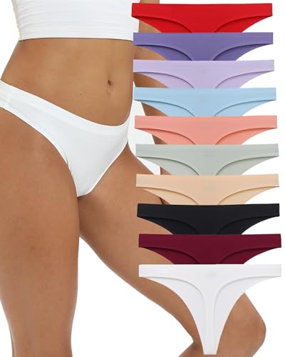 SweetSnow Nahtlose Strings für Damen, atmungsaktiv, Tanga, Unterwäsche-Set, keine sichtbare Slip-Linie, 10 Stück, Mehrfarbig: 2, 3XL Große Größen von SweetSnow