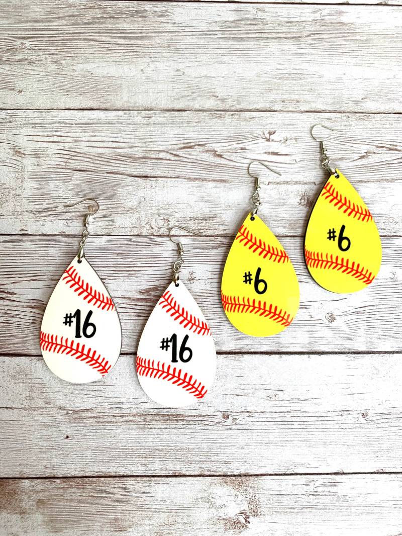 Baseball Und Softball Benutzerdefinierte Teardrop Ohrringe | Holz Geburtstag Geschenk Zubehör Baseball Und Softball Benutzerdefinierte Teardrop Ohrringe | Holz Geburtstag Geschenk Zubehör von SweetTeaNGrace