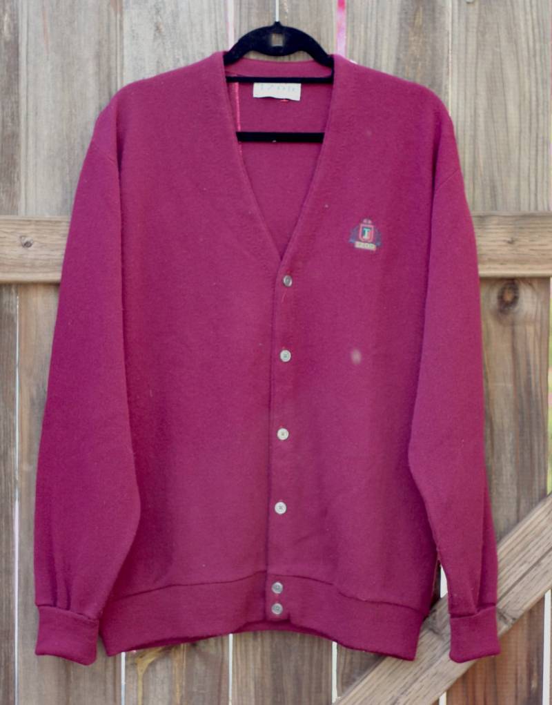 1990Er Jahren Izod Lacoste Burgund Cardigan von SweetTeeAndThread