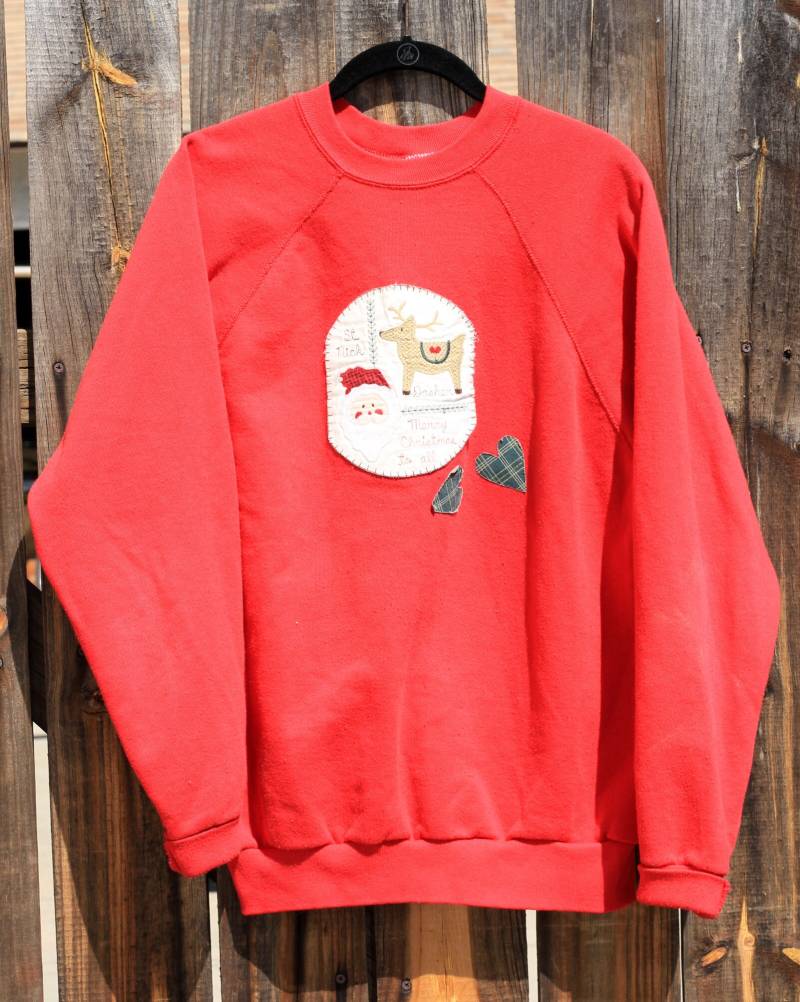 Vintage 1980Er St. Nick Und Dasher Frohe Weihnachten An Alle Hässlichen Pullover Sweatshirt von SweetTeeAndThread