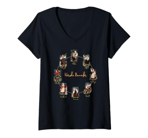 Damen Norwegischer Bunad Regional Norwegen Kostüme T-Shirt mit V-Ausschnitt Damen Norwegischer Bunad Regional Norwegen Kostüme T-Shirt mit V-Ausschnitt von SweetTeesEtc Tees