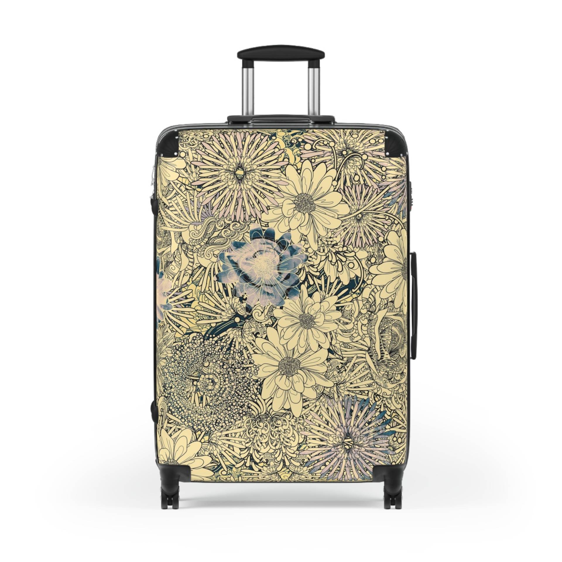 Blaues Und Cremefarbenes Blumen-Handgepäck, Mittelgroßes Oder Großes Hardcase-Gepäck von SweetTeesandCoolStuf