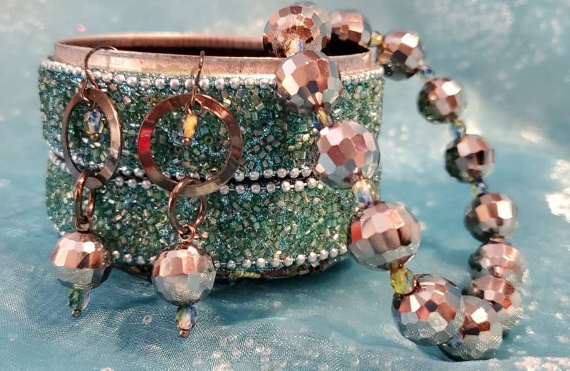 Silber Disco Bead Armband Und Ohrhänger Set Mit Swarovski Kristallen von SweetTreazures