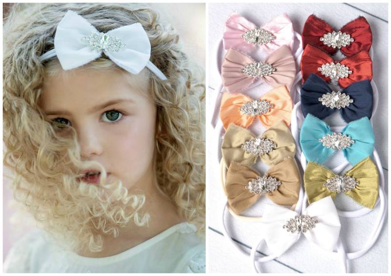 Baby Stirnbänder, Weiße Babystirnband, Taufe Stirnband, Neugeborenen Blumenstirnband, Mädchen Stirnband von SweetValentina