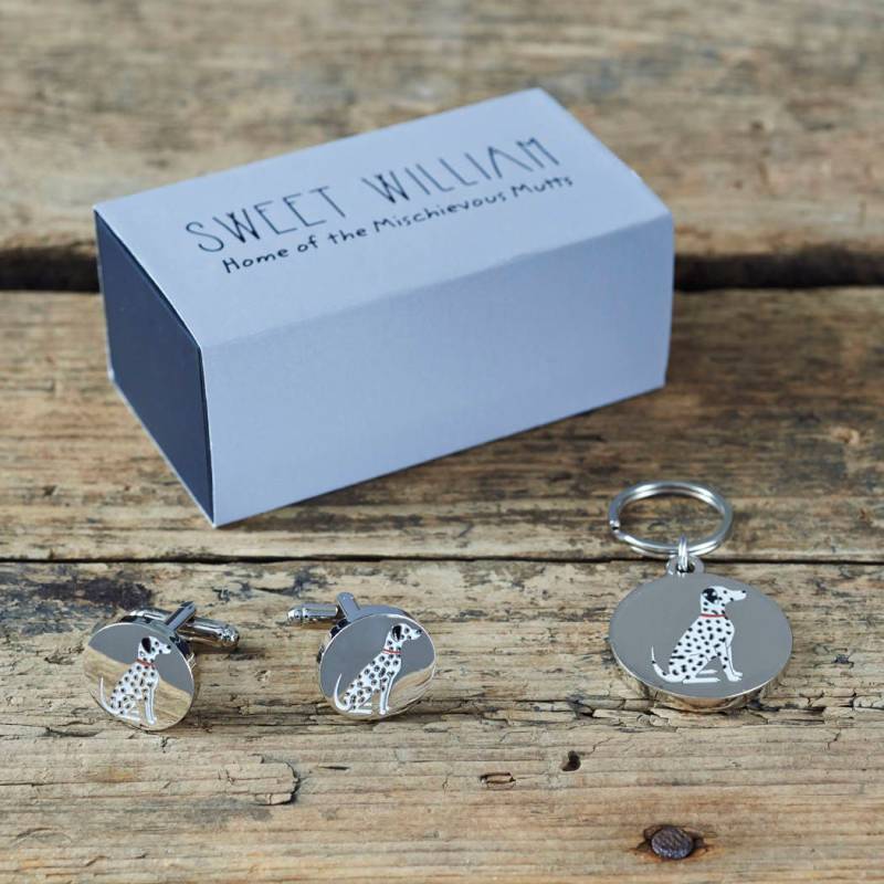Dalmatiner Manschettenknöpfe Und Hundeanhänger Set von SweetWilliamLondon