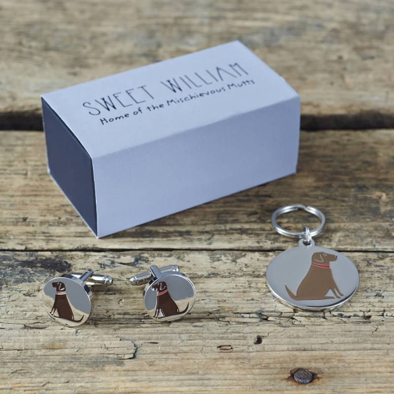 Labrador | Chocolate Manschettenknöpfe Und Hundemarke Im Set von SweetWilliamLondon