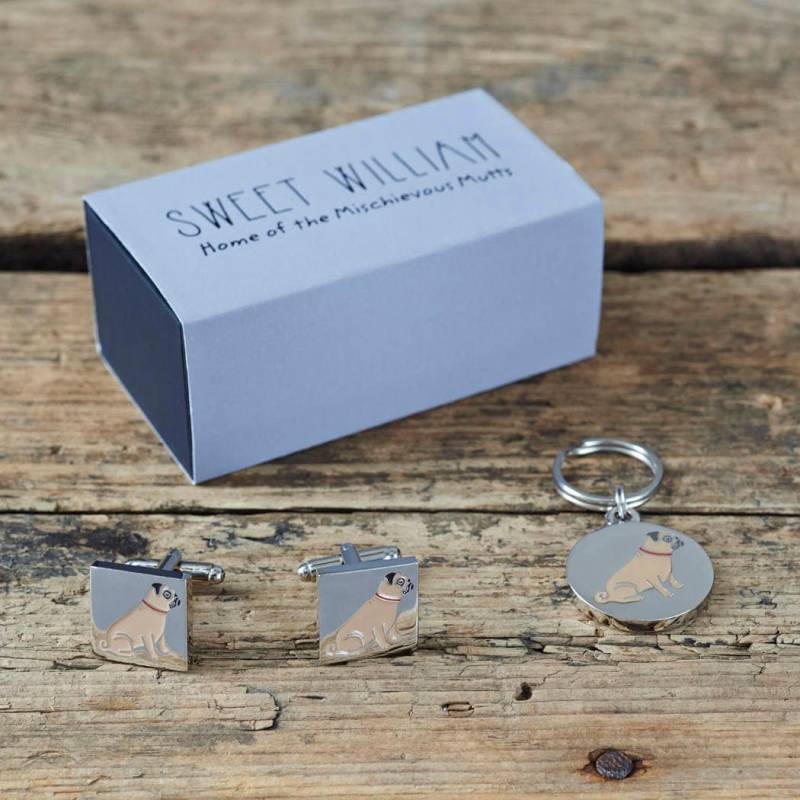 Mops Manschettenknöpfe Und Hundeanhänger Set von SweetWilliamLondon