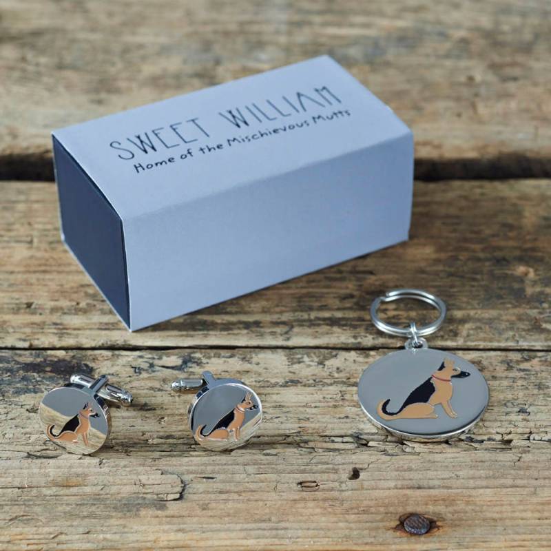 Schäferhund Manschettenknöpfe Und Hundeanhänger Set von SweetWilliamLondon