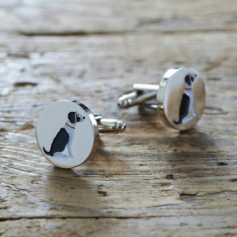 Springer Spaniel | Schwarz-Weiß Manschettenknöpfe von SweetWilliamLondon