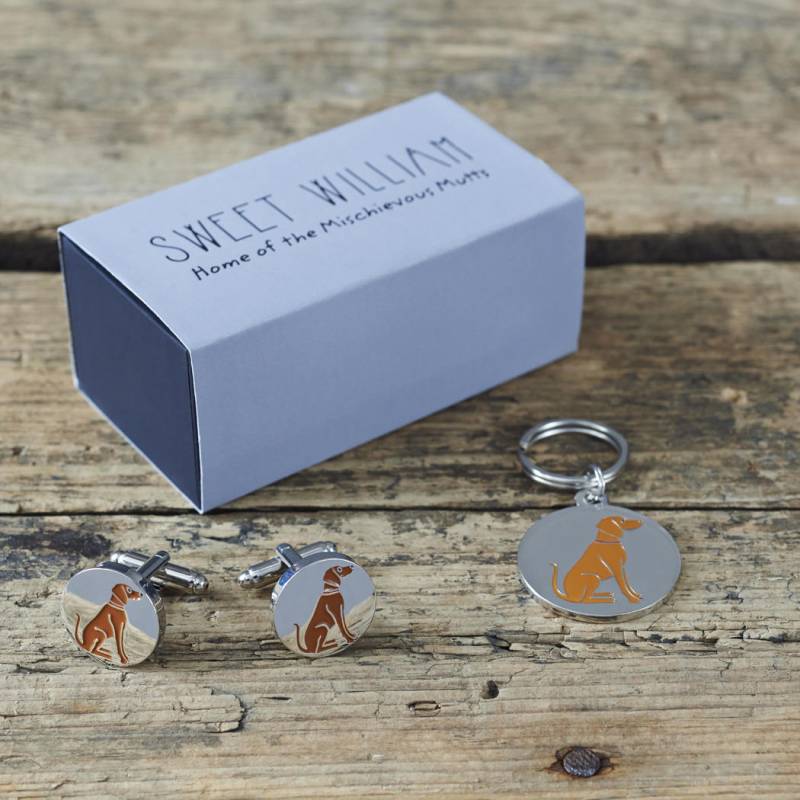 Vizsla Manschettenknöpfe Und Hundeanhänger Set von SweetWilliamLondon