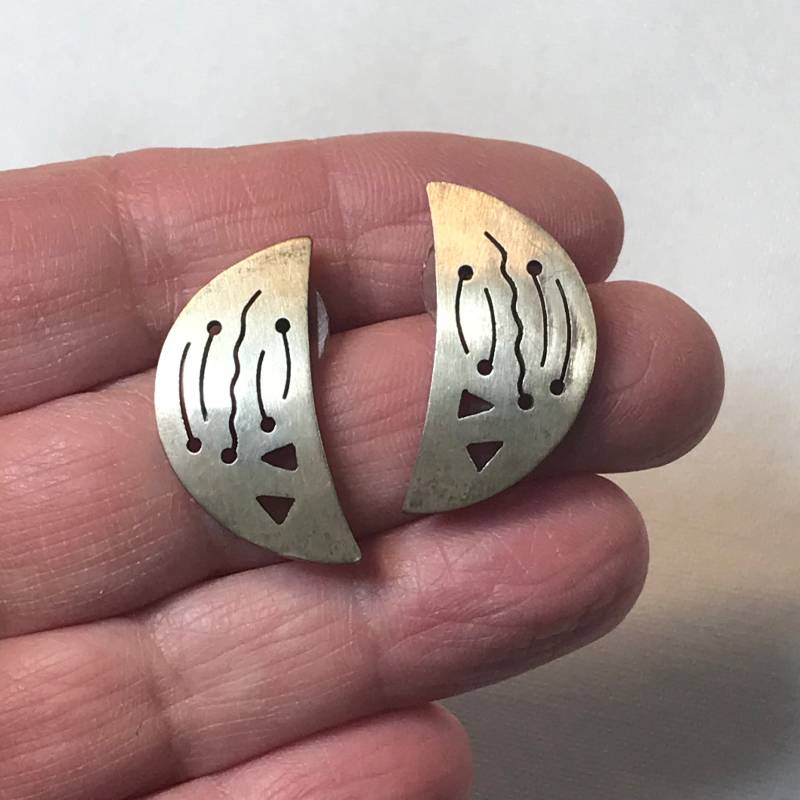 Sterling Silber Ohrringe, Mond Und Sternschnuppen von SweetWrensVintage