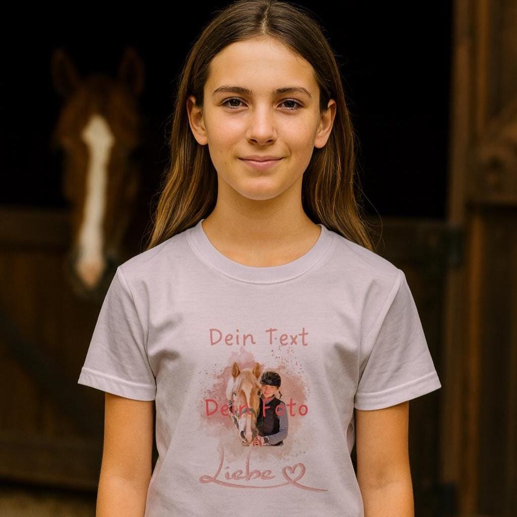 Individuelles Pferde Shirt - Personalisiertes Pferdeliebe T-Shirt Mit Name Pferd Dein Foto & Text Geschenk Reiterin Und Pferdemädchen von SweetandHappyPets