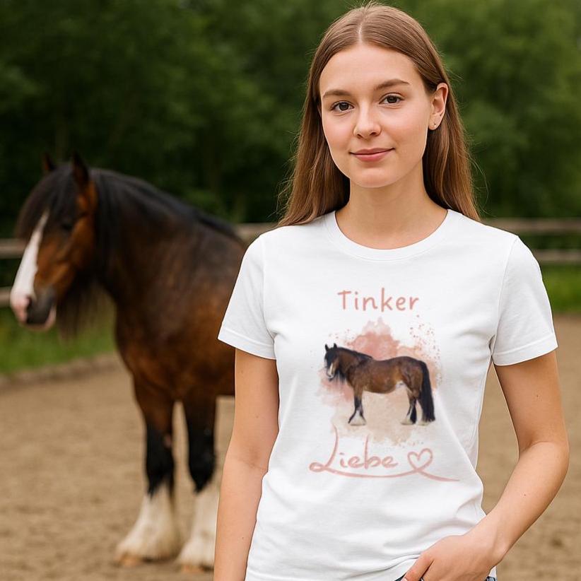 Tinker Pferde Shirt Damen - Pferdeliebe T-Shirt Geschenk Reiterin & Pferdemädchen Weihnachtsgeschenk Pferd Pferdeliebhaber von SweetandHappyPets