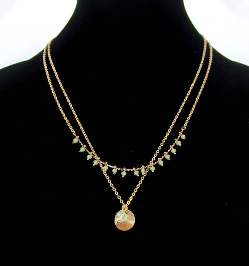 Gold Kette Mit Kleinen Schlenker Mintgrün Tropfen Gold Kette Mit Kleinen Schlenker Mintgrün Tropfen von SweetandPretty
