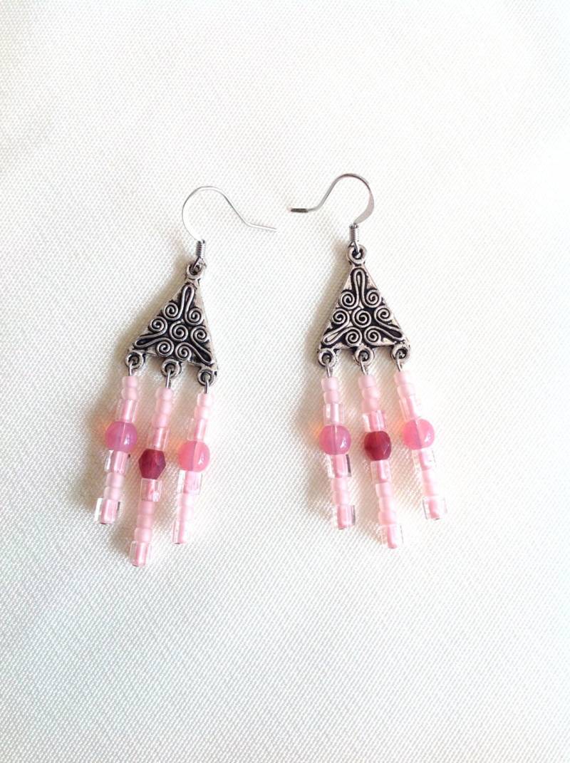 Rosa Glasperlen Ohrringe, Baumeln Rosa Lange Strand Schmuck Rosa Glasperlen Ohrringe, Baumeln Rosa Lange Strand Schmuck von SweetbeadsbySejal
