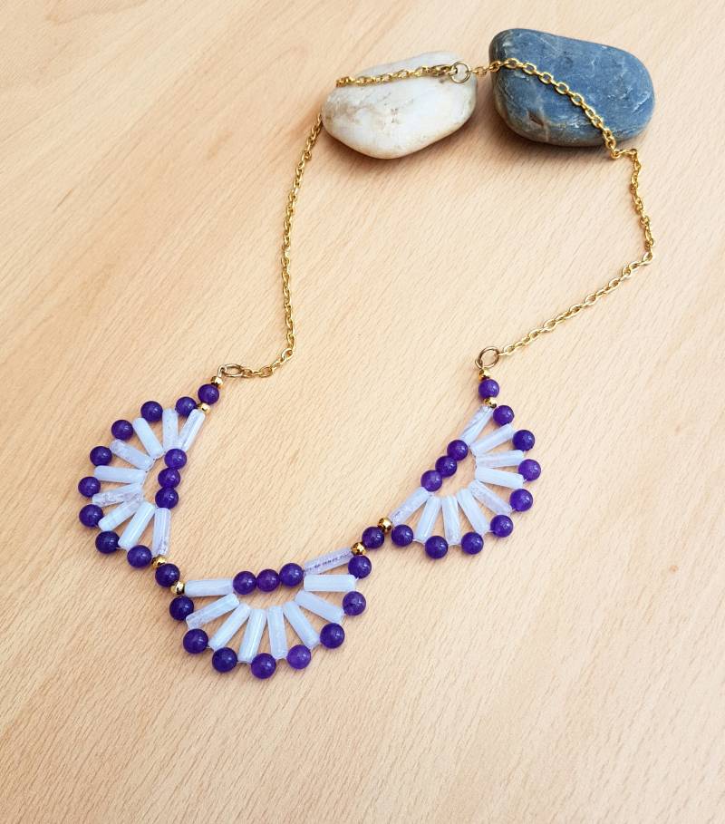 Amethyst & Achat Edelstein Halskette Vergoldete Kette, Lila Perle von SweetgemsDesign