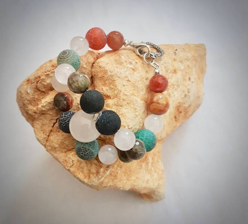 Mehrfarbiges Achat & Rosenquarz Armband von SweetgemsDesign