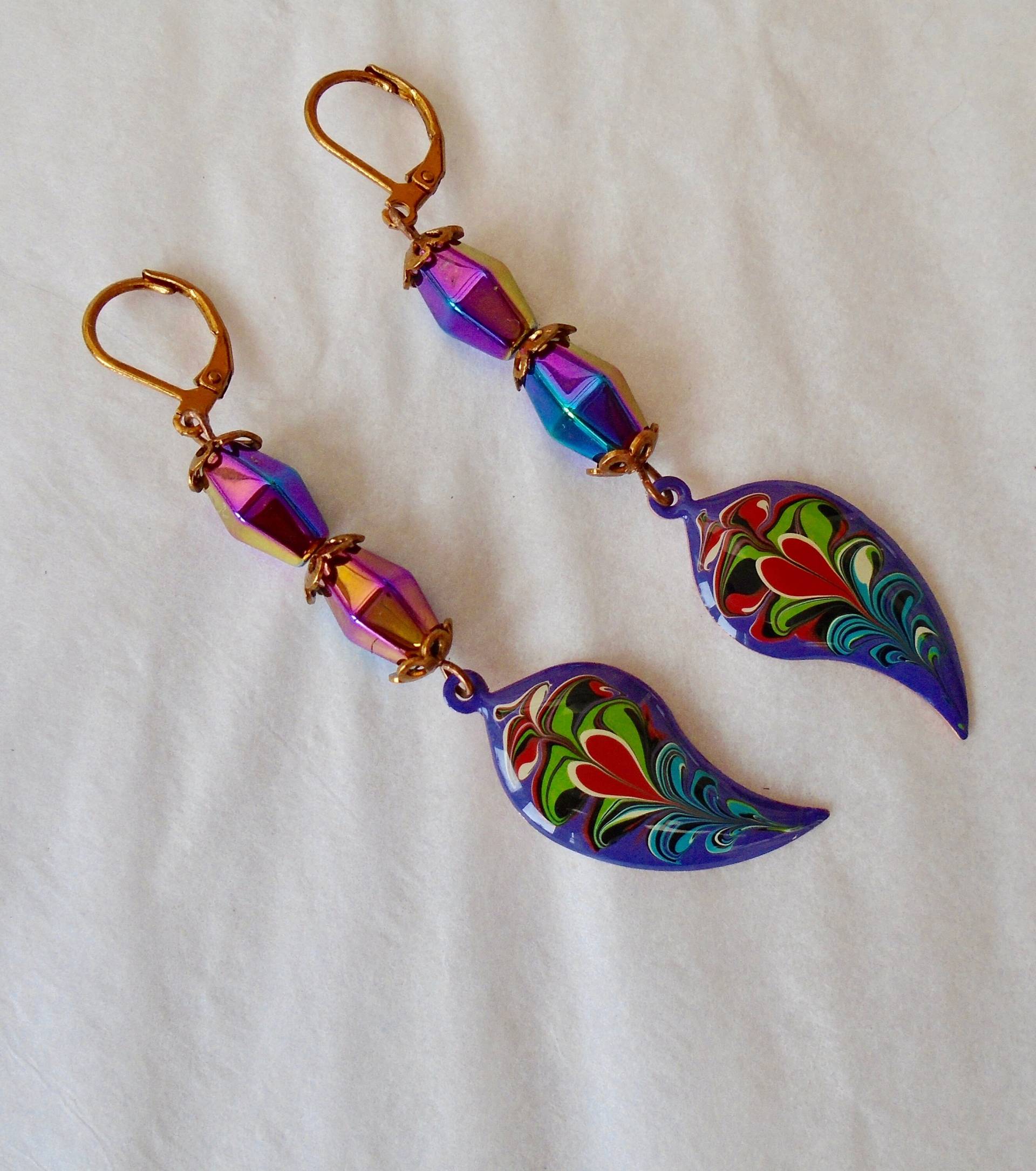 Regenbogen Hämatit Ohrringe Artisan Kupfer Charm Schmuck von SweetgemsDesign