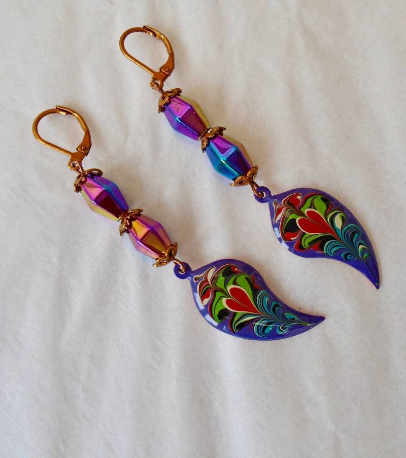 Regenbogen Hämatit Ohrringe Artisan Kupfer Charm Schmuck von SweetgemsDesign