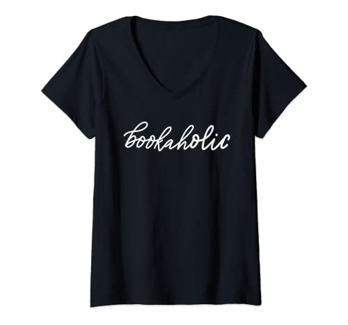 Damen Bookaholic T-Shirt Lustiges Geschenk Lesen Damen Herren Kinder Spaß T-Shirt mit V-Ausschnitt von Sweetgrass Paper Company