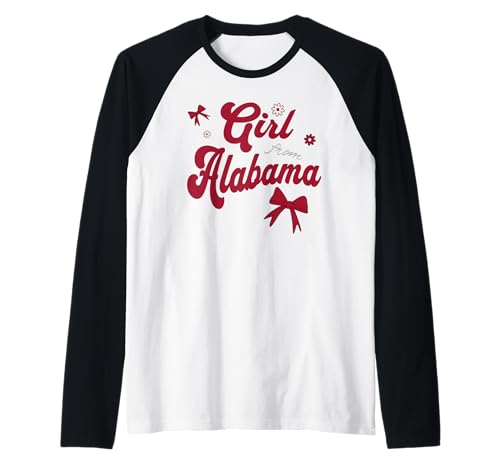 Girl from Alabama. Cute Design with Flowers, Coquette Bow Raglan von Sweetheart Alabama Apparel