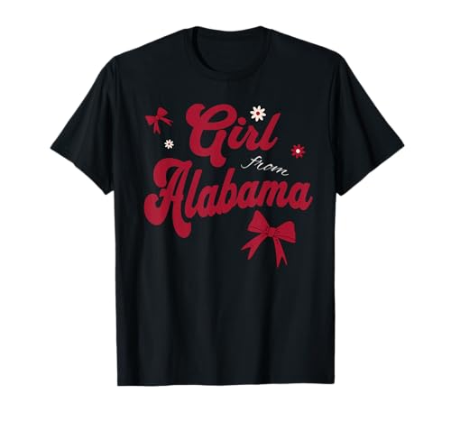 Girl from Alabama. Cute Design with Flowers, Coquette Bow T-Shirt von Sweetheart Alabama Apparel