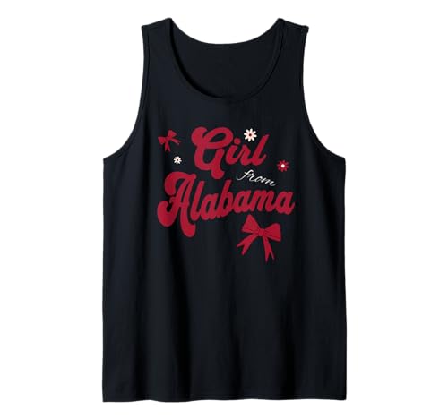 Girl from Alabama. Cute Design with Flowers, Coquette Bow Tank Top von Sweetheart Alabama Apparel