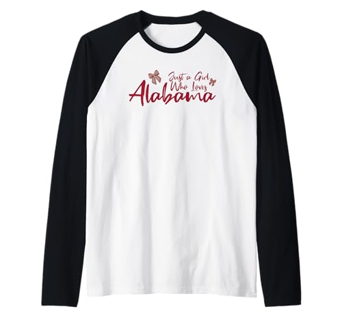 Just A Girl Who Loves Alabama, Coquette Bow Women's Fun Raglan von Sweetheart Alabama Apparel