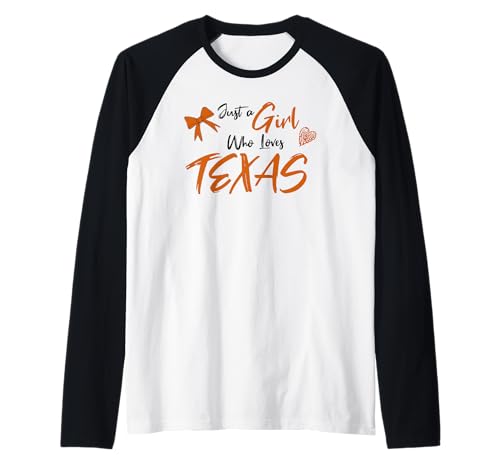 Just a Girl Who Loves Texas. with Heart and Bow Cute Raglan Just a Girl Who Loves Texas. with Heart and Bow Cute Raglan von Sweetheart Texas Apparel