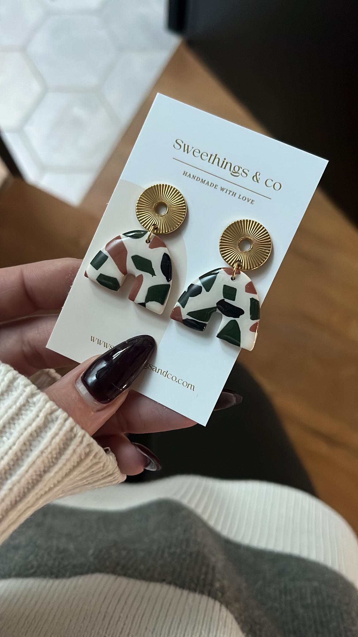 Ohrringe Mit Terrazzo-Muster | Trendiges, Originelles Weihnachtsgeschenk Hochzeitsaccessoire Boho-Chic-Schmuck Geburtstagsgeschenk Für Frauen von Sweethingsandco