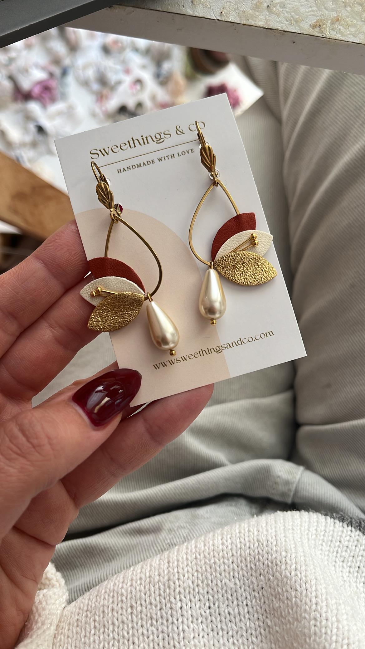 Boho Chic Ohrringe Aus Kupfer Und Gold | Trendiges Feminines Geschenk Hochzeitsaccessoires Geburtstagsgeschenk Für Schwester Lederhochzeit von Sweethingsandco