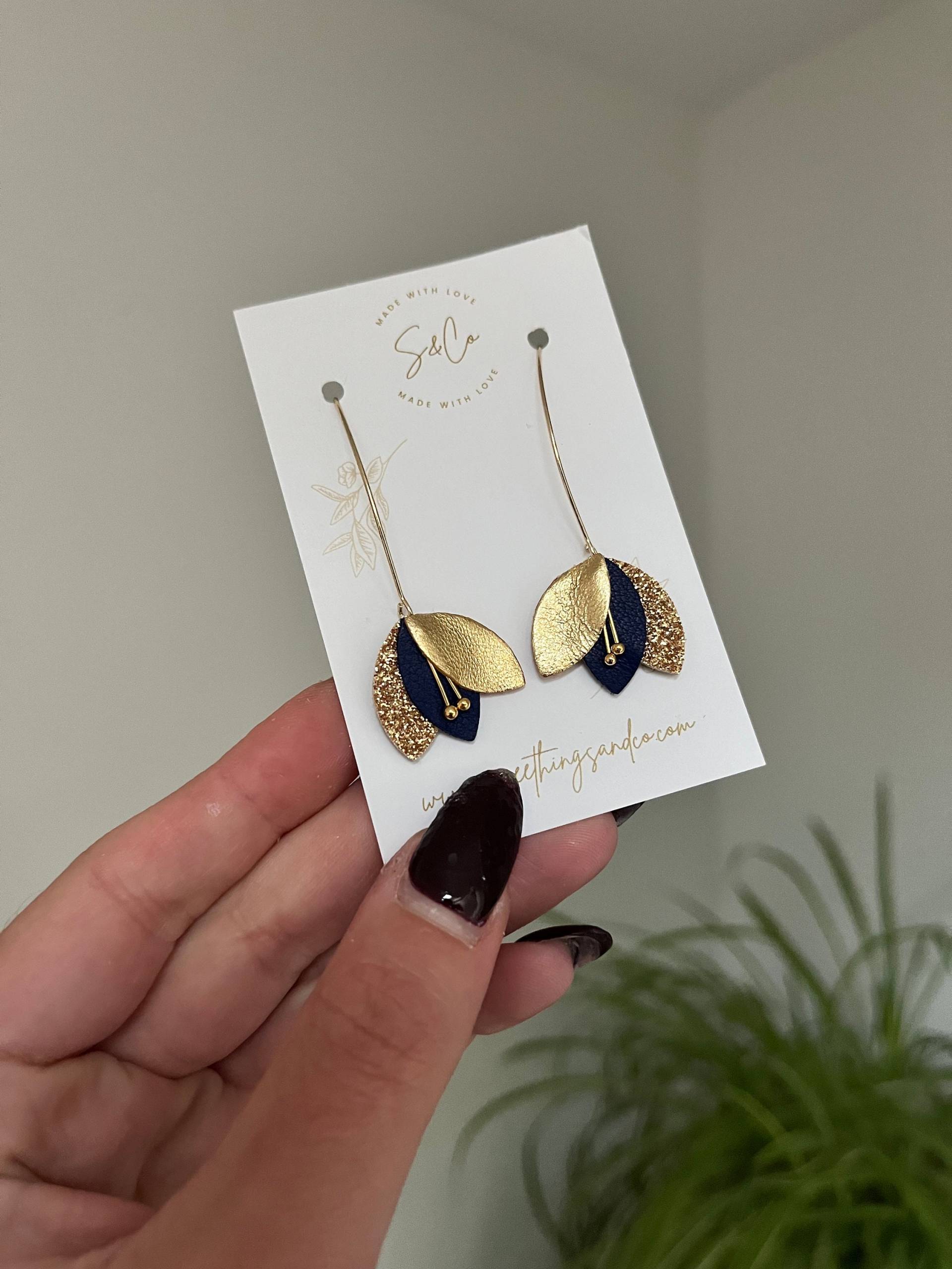 Glitzerohrringe | Königsblauer Und Goldener Schmuck Schickes Elegantes Hochzeitsaccessoire Anpassbares Hochzeitsgeschenk von Sweethingsandco