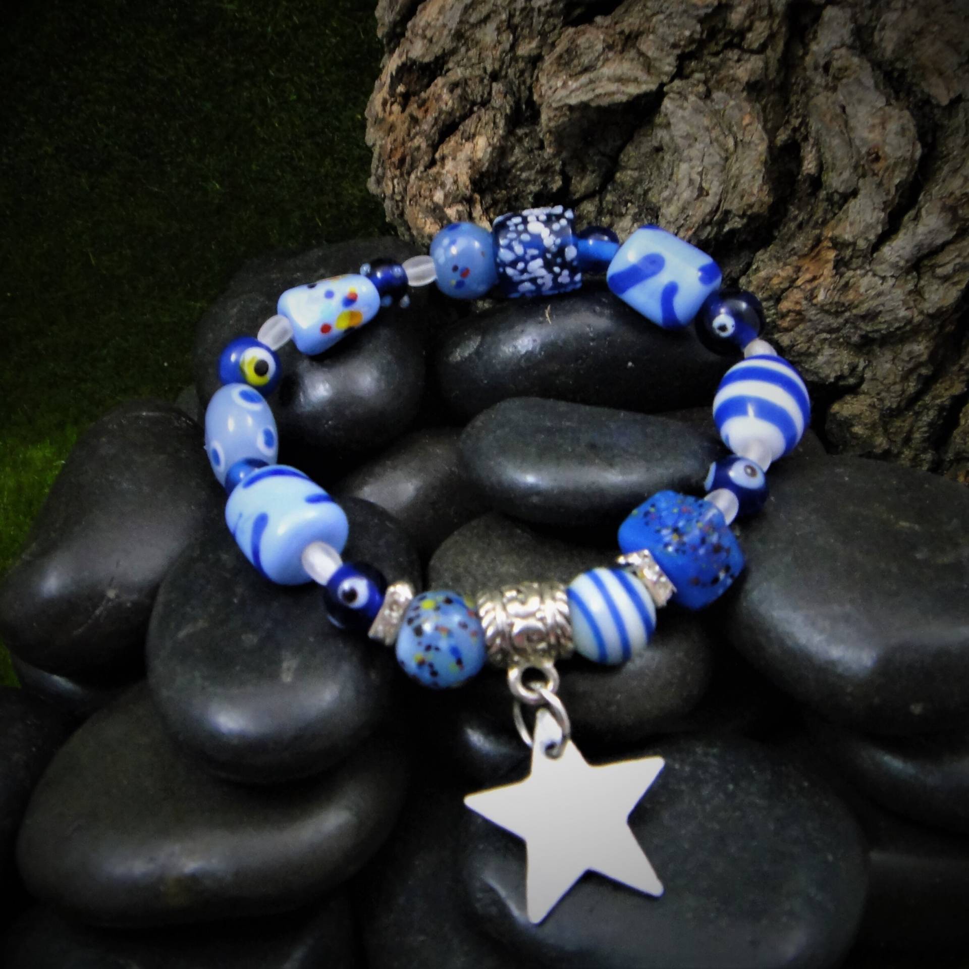 Blaue Lampwork Armband Mit Stern Charme Blaue Lampwork Armband Mit Stern Charme von SweetiesTreasures